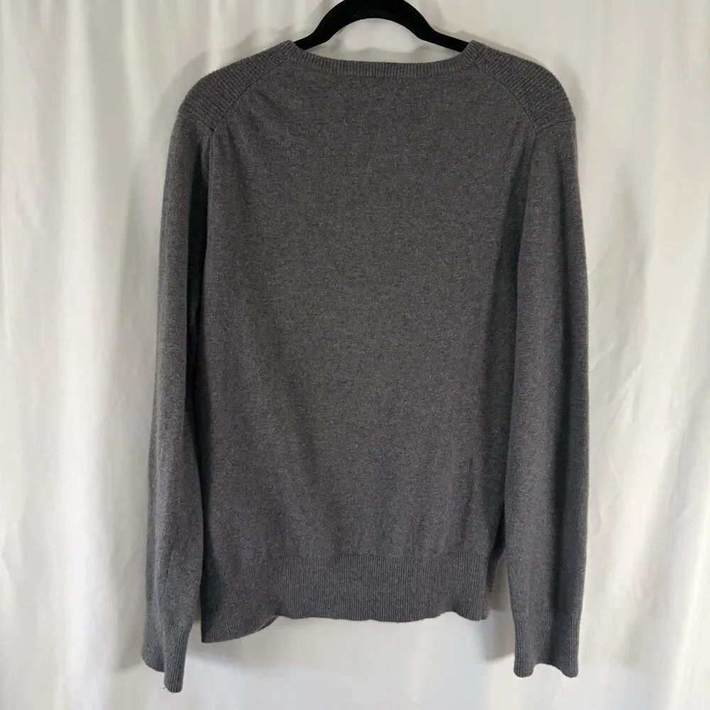 Banana Republic Merino Wool Blend Sweater Men's Medium Grey Vneck Pullover